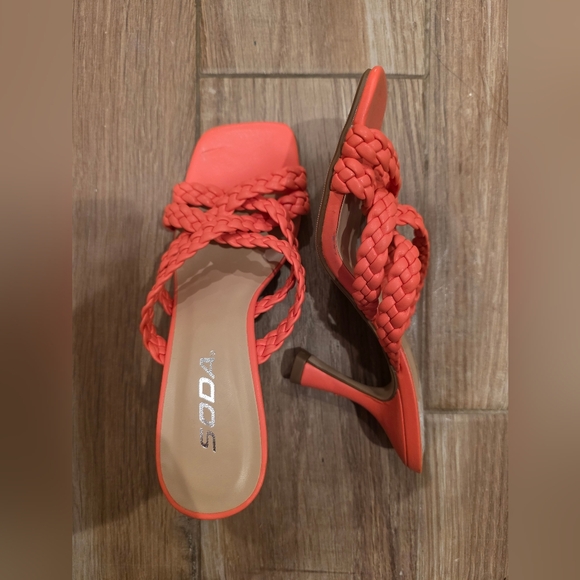 Soda Women's Orange Braided Sandals - Picture 2 of 3